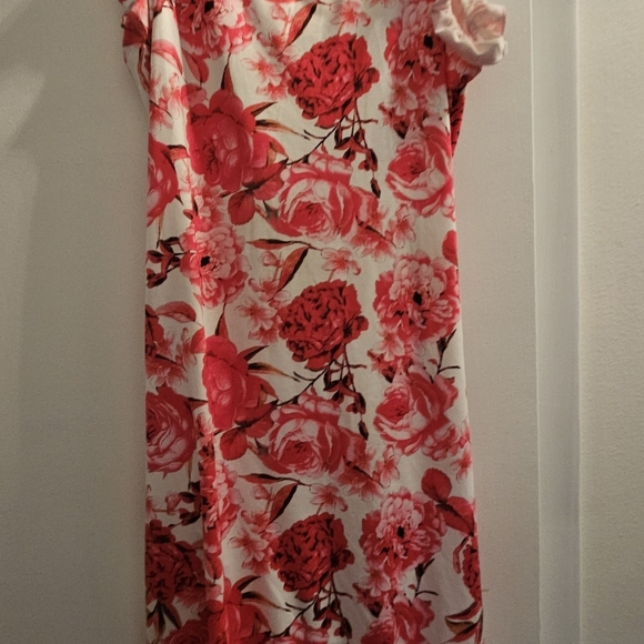 Floral Red and White Dress - Picture 4 of 5